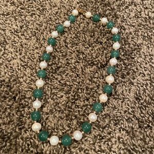 Authentic gold, jade, and pearl necklace